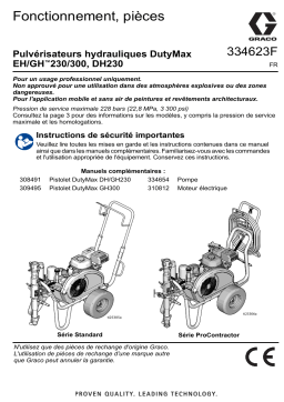 Graco 334623F, Pulvérisateurs hydrauliques DutyMax EH/GH™230/300, DH230, Fonctionnement, pièces Manuel du propriétaire