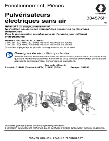 Graco 334576H, 190/290/390 Electric Airless Sprayers Manuel du propriétaire | Fixfr