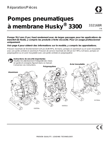Graco 332168R, Pompes pneumatiques à membrane Husky® 3300, Réparation/Pièces, Français, France Manuel du propriétaire | Fixfr