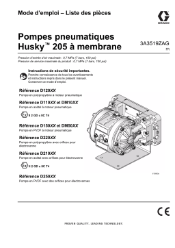 Graco 3A3519, Pompes pneumatiques Husky™ 205 à membrane, Mode d’emploi – Liste des pièces Manuel utilisateur