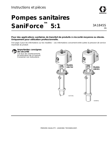 Graco 3A1845S, SaniForce 5:1 Sanitary Pumps Mode d'emploi | Fixfr