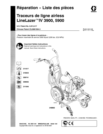 Graco 311111L LineLazer IV 3900, 5900 Airless Line Striper Manuel du propriétaire | Fixfr