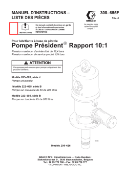 Graco 308655a , Pompe Président Rapport 10:1 Manuel du propriétaire