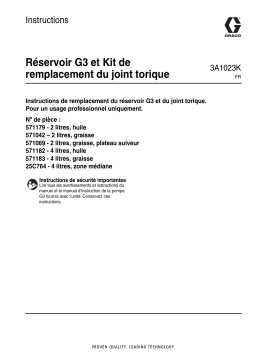 Graco 3A1023K Réservoir G3 et Kit de remplacement du joint torique Mode d'emploi