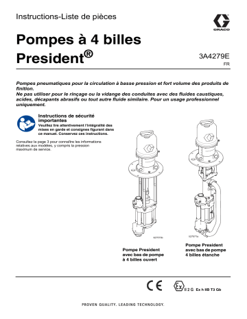 Graco 3A4279E, Pompes à 4 billes President® Mode d'emploi | Fixfr