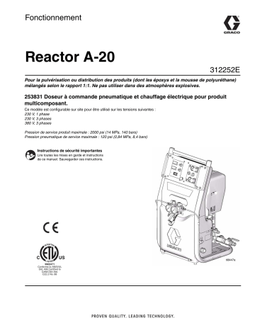 Graco 312252E - Reactor A-20 Manuel du propriétaire | Fixfr