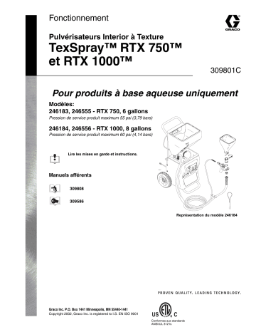 Graco 309801C TexSpray RTX 750 et RTX 1000 Manuel du propriétaire | Fixfr