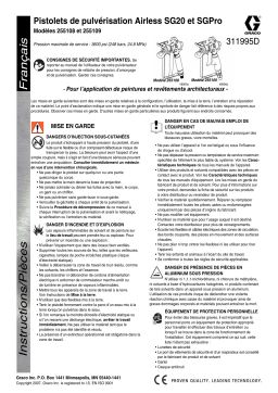 Graco 311955D, SG20 and SGPro Airless Spray Guns Mode d'emploi