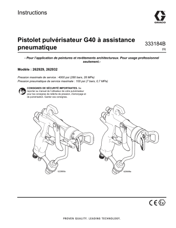 Graco 333184B, Pistolet pulvérisateur G40 à assistance pneumatique Mode d'emploi | Fixfr