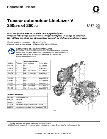 Graco 3A3710D, LineLazer V 250SPS and 250DC Self-Propelled Line Striper, Repair/Parts Manuel du propriétaire | Fixfr