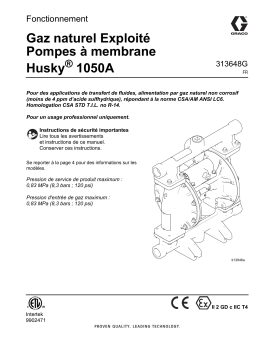 Graco 313648G, Gaz naturel Exploité Pompes à membrane Husky 1050A, Fonctionnement, français Manuel du propriétaire