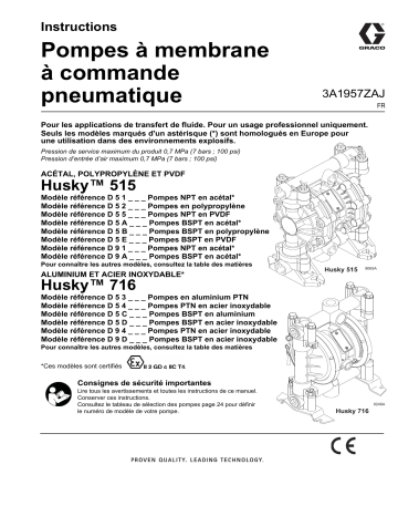 Graco 3A1957ZAJ, Pompes à membrane à commande pneumatique Mode d'emploi | Fixfr