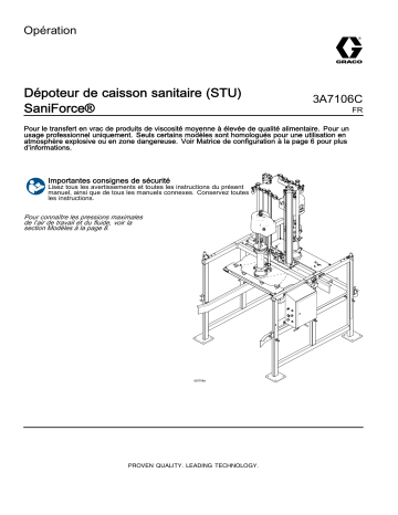 Graco 3A7106C, Dépoteur de caisson sanitaire (STU) Saniforce, Opération Manuel du propriétaire | Fixfr