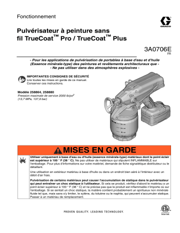 Graco 3A0706E - TrueCoat Cordless Paint Gun Manuel du propriétaire | Fixfr