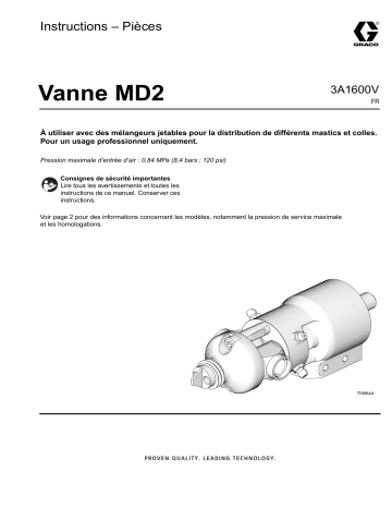 Graco 3A1600V - Vanne MD2 Mode d'emploi | Fixfr