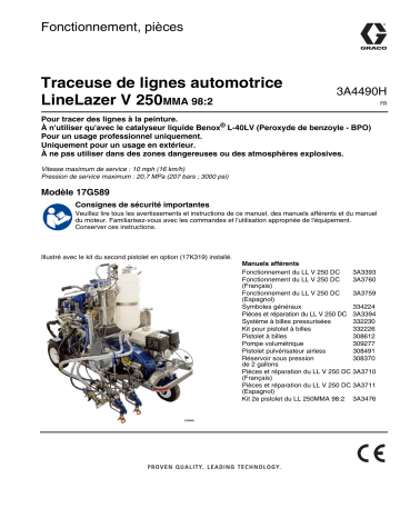 Graco 3A4490H, Traceuse de lignes automotrice LineLazer V 250MMA 98:2, Fonctionnement, pièces Manuel du propriétaire | Fixfr