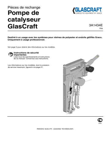 Graco 3A1434E - GlasCraft Catalyst Pump Repair-Parts Manuel du propriétaire | Fixfr