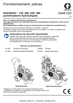 Graco 334612D - DH230/GH™, 130, 200, 230, 300 pulvérisateurs hydrauliques, Fonctionnement, pièces Manuel du propriétaire