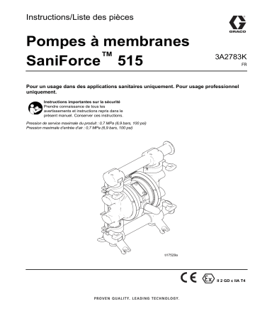 Graco 3A2783K- Pompes à membranes SaniForce™ 515p Mode d'emploi | Fixfr