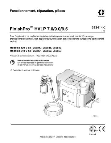 Graco 313414K -FinishPro HVLP (Domestic) 7.0/9.0/9.5 - Turbine Gun Manuel du propriétaire | Fixfr