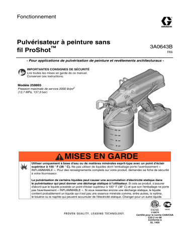 Graco 3A0643B ProShot Cordless Paint Gun Sprayer Manuel du propriétaire | Fixfr