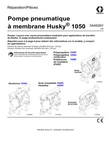 Graco 3A0626V, Pompe pneumatique à membrane Husky 1050, Réparation/Pièces Manuel du propriétaire | Fixfr