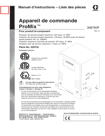 Graco 308783d , Appareil de commande ProMix pour produit b-composant Manuel du propriétaire | Fixfr