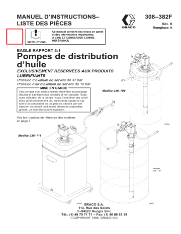 Graco 308382b , Pompes de distribution d'huile Eagle Manuel du propriétaire | Fixfr