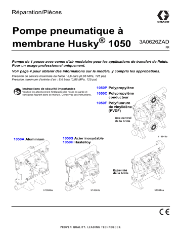 Graco 3A0626ZAD, 1050 Pompe pneumatique à membrane, Réparation/Pièces, Français, France Manuel du propriétaire | Fixfr