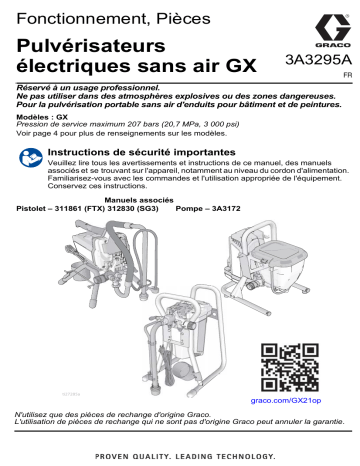 Graco 3A3295A - GX19, GX21, FinishPro GX 19, GXFF Electric Airless Sprayers Manuel du propriétaire | Fixfr