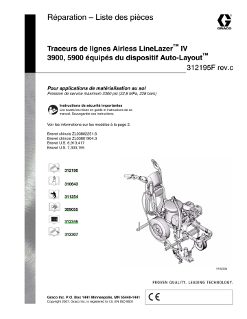 Graco 312195Fc - LineLazer™ IV 3900,7900 Auto-Layout™ System Airless LineStriper Manuel du propriétaire | Fixfr