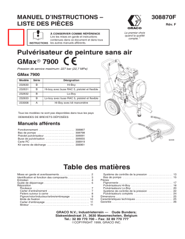 Graco 308870f , Pulvérisateur de peinture sans air GMax 7900 Manuel du propriétaire | Fixfr