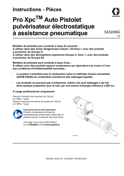 Graco 3A3246G, Pro Xpc Auto Pistolet pulvérisateur électrostatique à assistance pneumatique Mode d'emploi