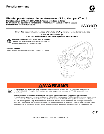 Graco 3A0910D - Pro Compact A15 Cordless Paint Gun Manuel du propriétaire | Fixfr