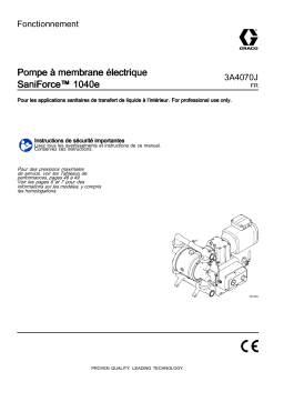 Graco 3A4070J, Pompe à membrane électrique SaniForce™ 1040e, Fonctionnement Manuel du propriétaire