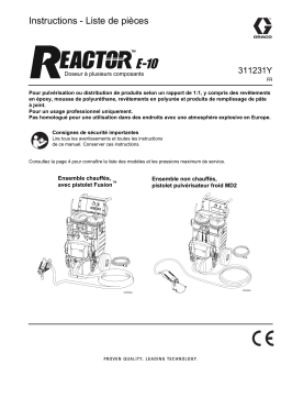 Graco 311231Y, Reactor E-10 Doseur à plusieurs composants Mode d'emploi