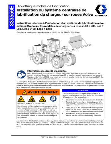 Graco 333556E, Système centralisé de lubrification du chargeur sur roues Volvo Manuel du propriétaire | Fixfr