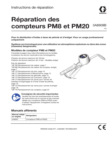 Graco 3A8908B, Réparation des compteurs PM8 et PM20, Réparation, Pièces, Français Manuel du propriétaire | Fixfr