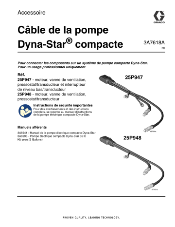 Graco 3A7618A, de câble de pompe électrique compacte Dyna-Star, français Manuel du propriétaire | Fixfr