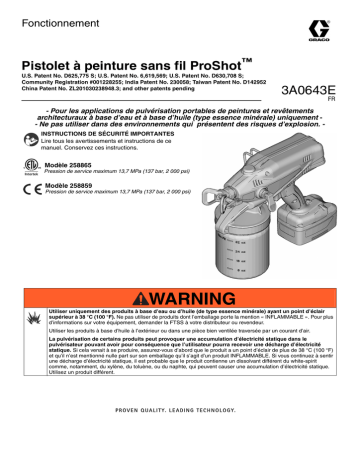 Graco 3A0643E - ProShot Cordless Paint Gun Manuel du propriétaire | Fixfr