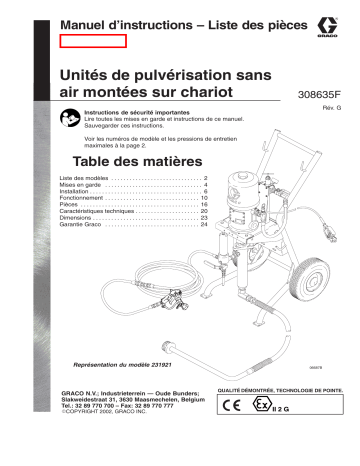 Graco 308635g , Unités de pulvérisation sans air montées sur chariot Manuel du propriétaire | Fixfr