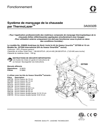 Graco 3A0032B ThermoLazer Pavement Marking System Manuel du propriétaire | Fixfr