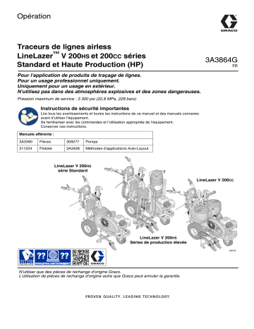 Graco 3A3864G, Traceurs de lignes Airless LineLazer V 200HS & 200DC séries Standard et Haute Production (HP), Fonctionnement, Français Manuel du propriétaire | Fixfr