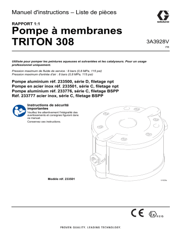 Graco 3A3928V, Pompe à membranes Triton 308, Manuel d' Manuel utilisateur | Fixfr