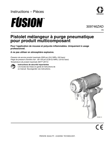 Graco 309746ZAD, Fusion Plural Component, Impingement Mix, Air Purge Spray Gun Mode d'emploi | Fixfr