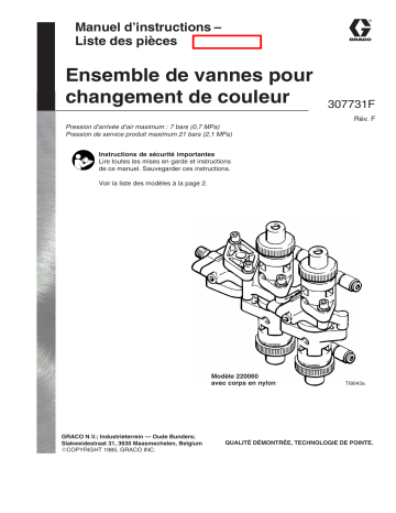 Graco 307731f , Ensemble de vannes pour changement de couleur Manuel du propriétaire | Fixfr