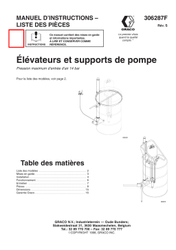 Graco 306287s , Élévateurs et supports de pompe  Manuel du propriétaire