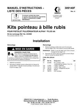 Graco 309140a , Kits pointeau à bille rubis Manuel du propriétaire