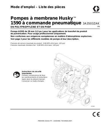 Graco 3A3503ZAK, Pompes à membrane Husky 1590 à commande pneumatique, Mode d’emploi, Francais Manuel utilisateur | Fixfr