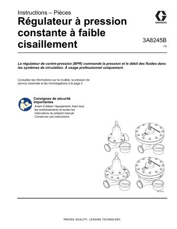 Graco 3A8245B, Régulateur de contre-pression à faible cisaillement Mode d'emploi | Fixfr